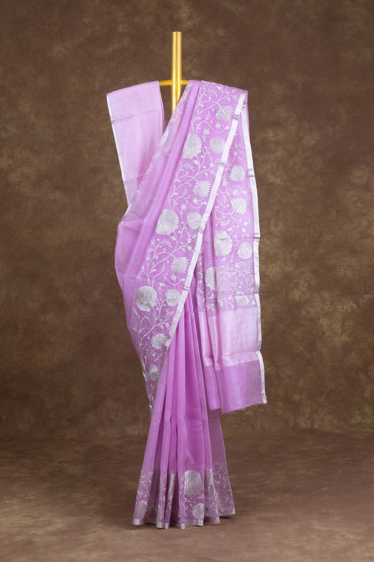 Violet Pastel Organza Saree