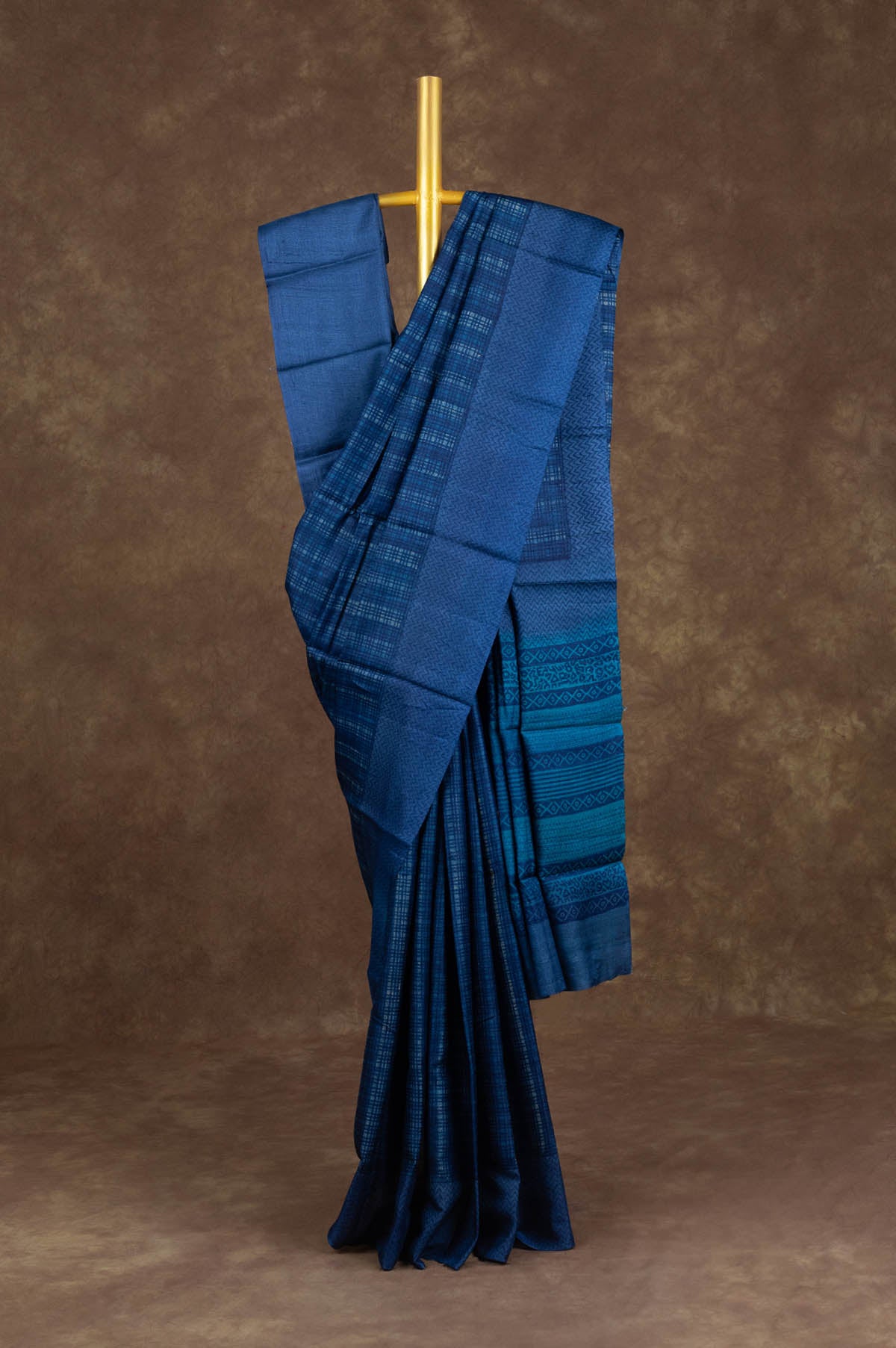 Ink Blue Tussar Silk Saree