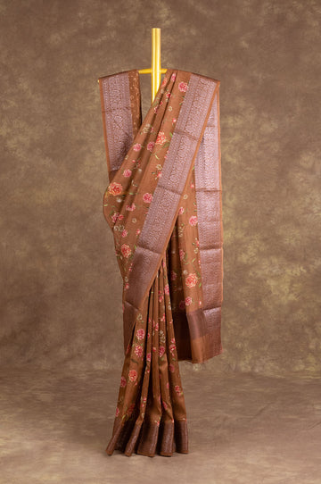 Brown Chanderi Silk Cotton Saree