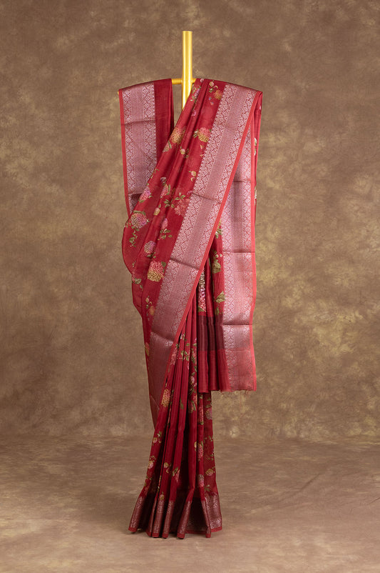 Maroon Chanderi Silk Cotton Saree