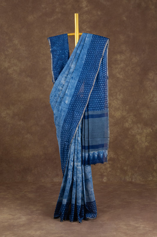 Blue Chanderi Silk Cotton Saree