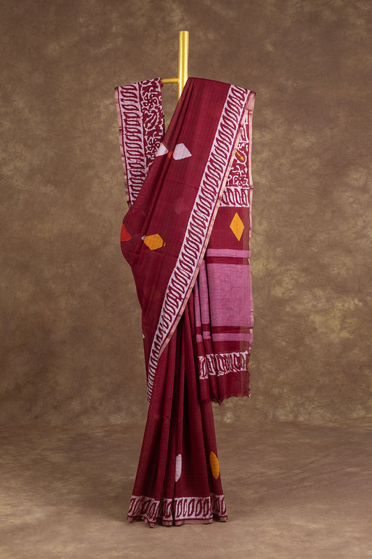 Maroon Chanderi Silk Cotton Saree