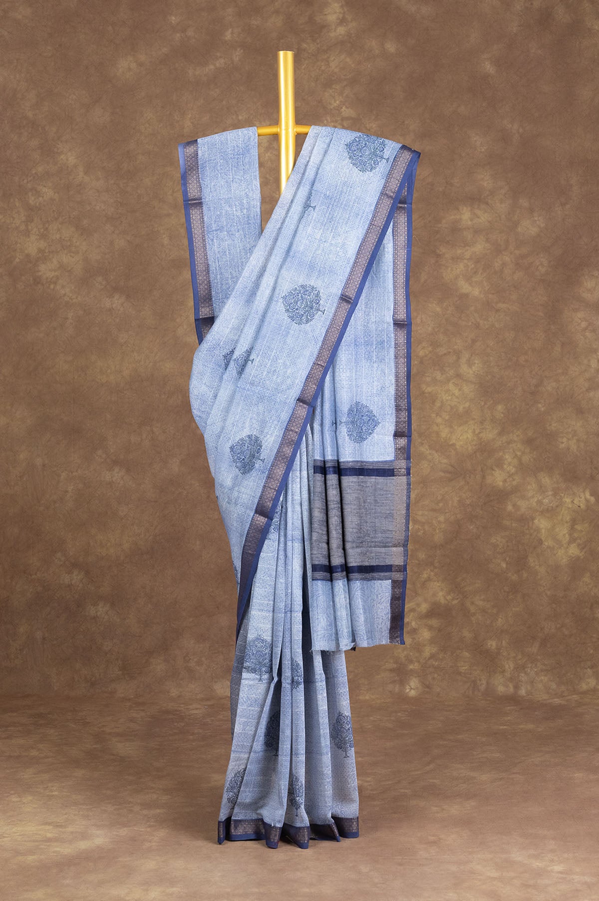 Light Blue Chanderi silk cotton saree