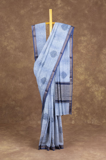 Light Blue Chanderi silk cotton saree