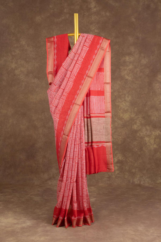 Orange Chanderi Silk Cotton Saree