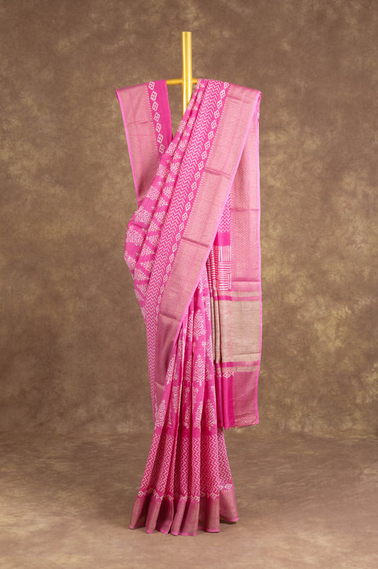 Pink Chanderi Silk Cotton Saree