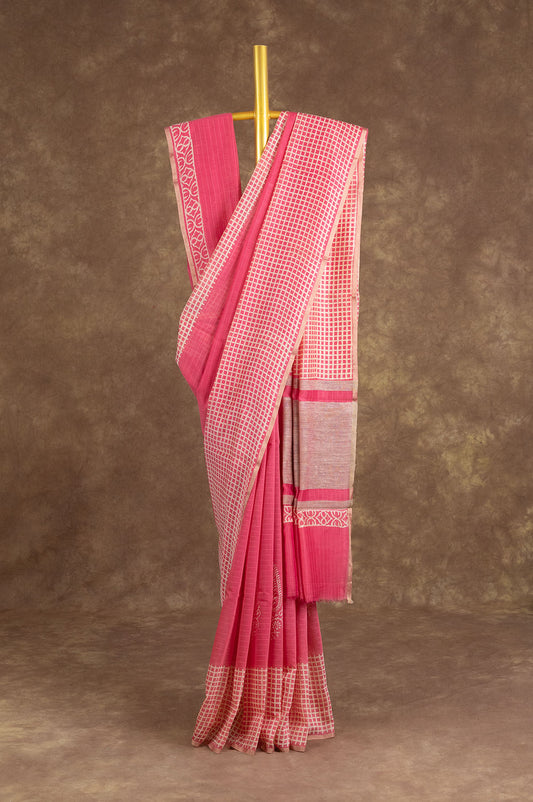 Peach Chanderi Silk Cotton Saree