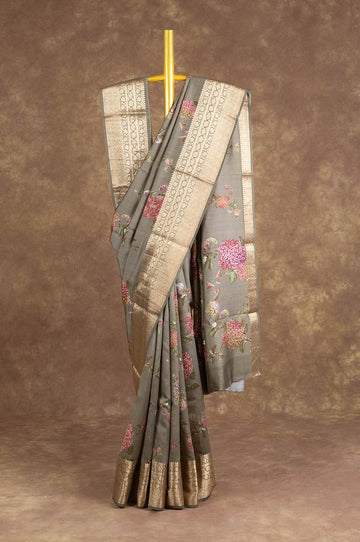 Pista green Chiniya Silk Saree