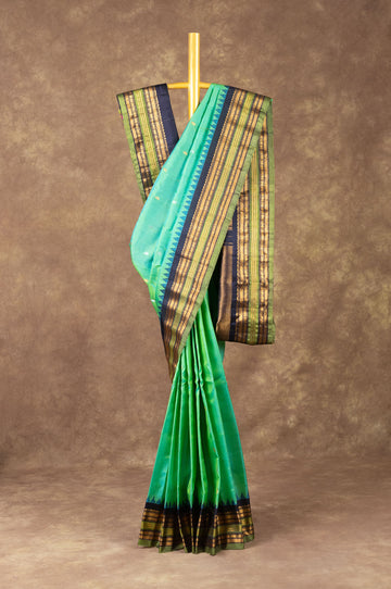 Sea Green Gadwal Silk Saree