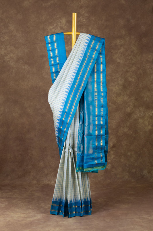 Off White Gadwal Silk Saree