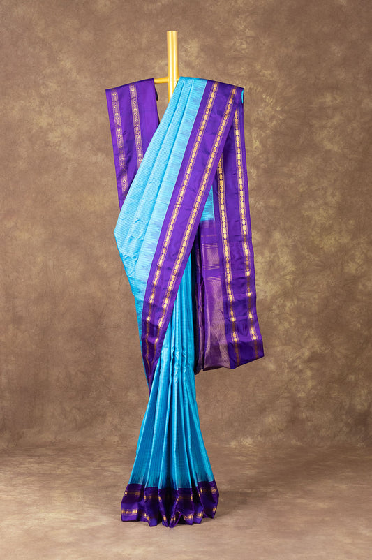 Sky Blue Gadwal Silk Saree