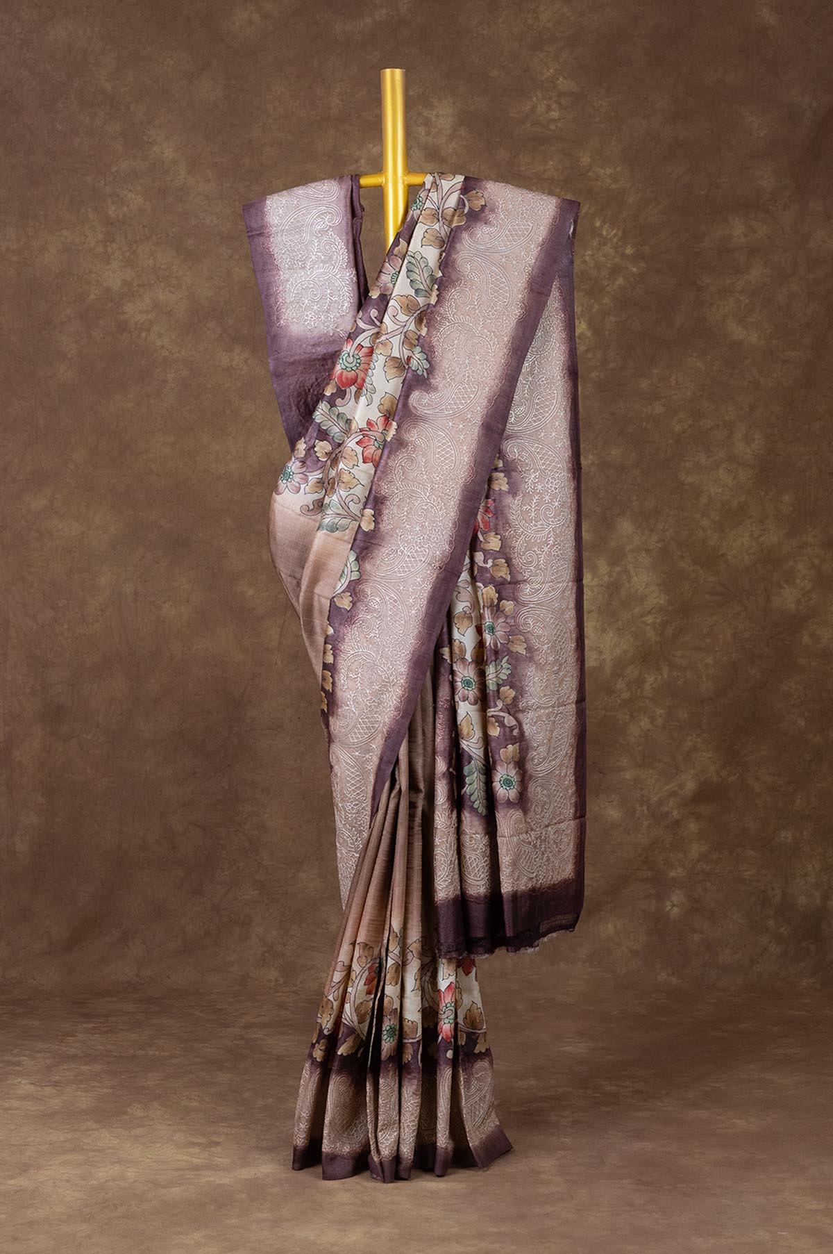 Sandal Tussar Silk Saree