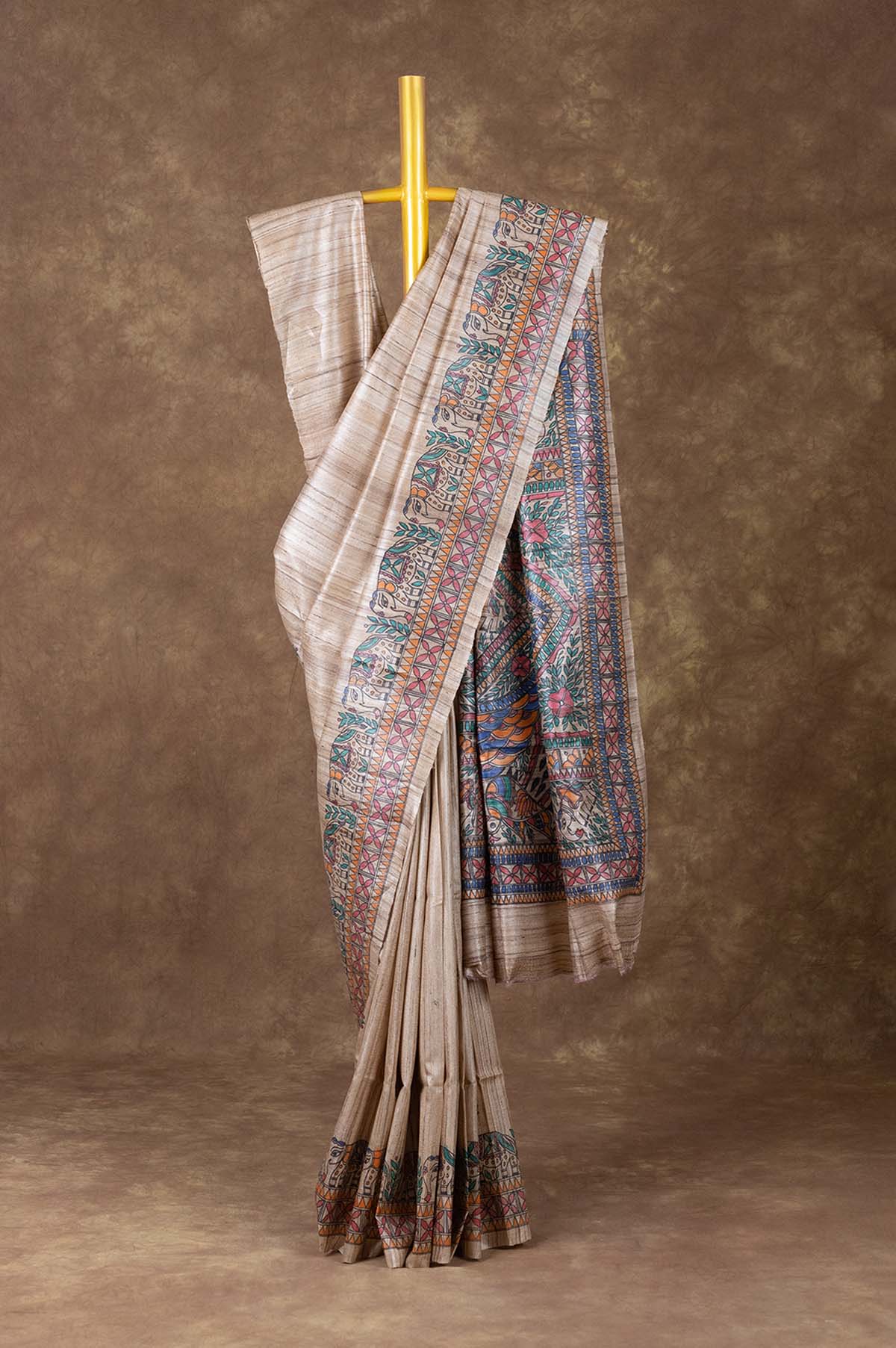 Sandal Tussar Silk Saree