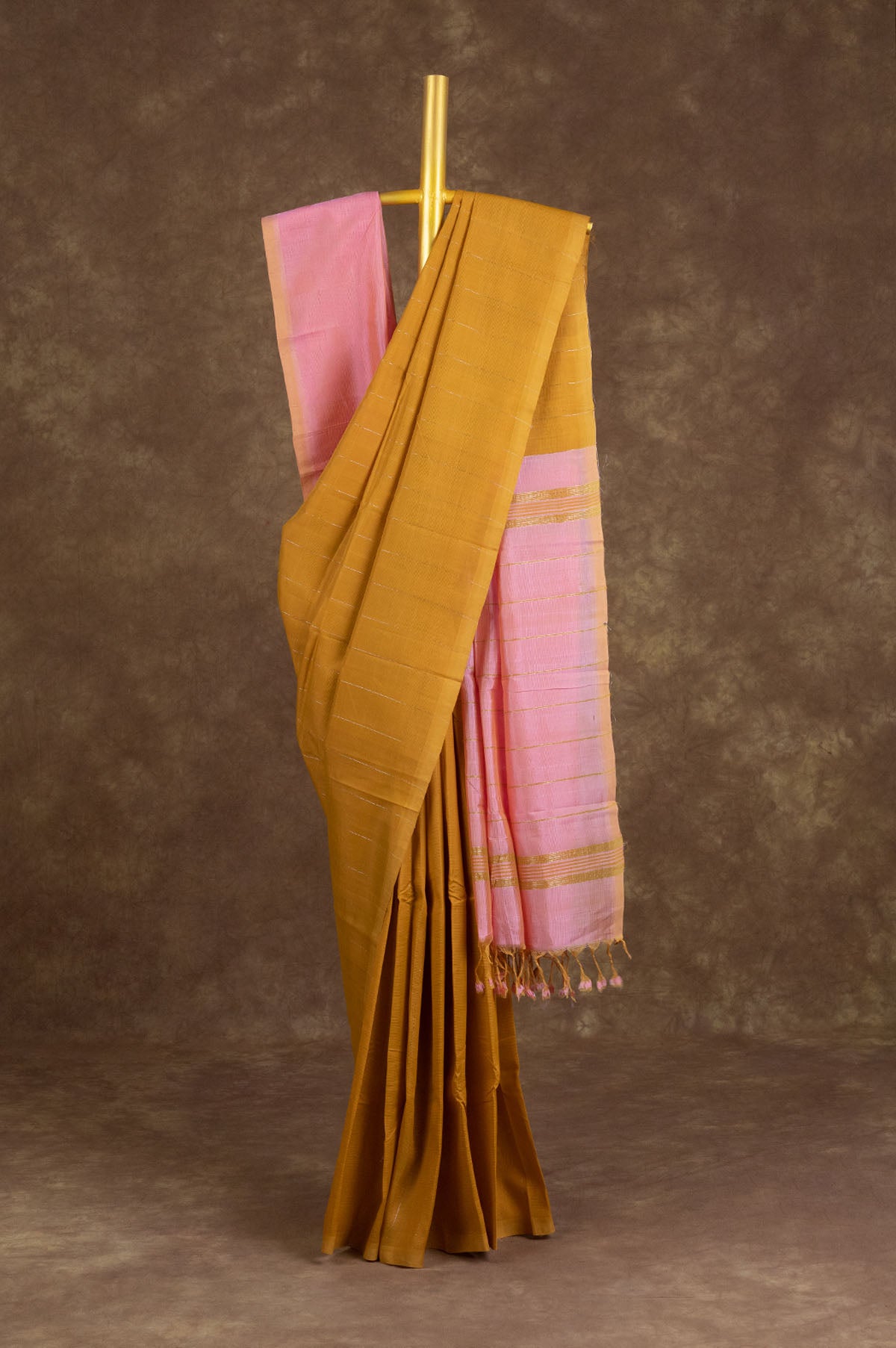 Mustard Mangalagiri Silk Saree