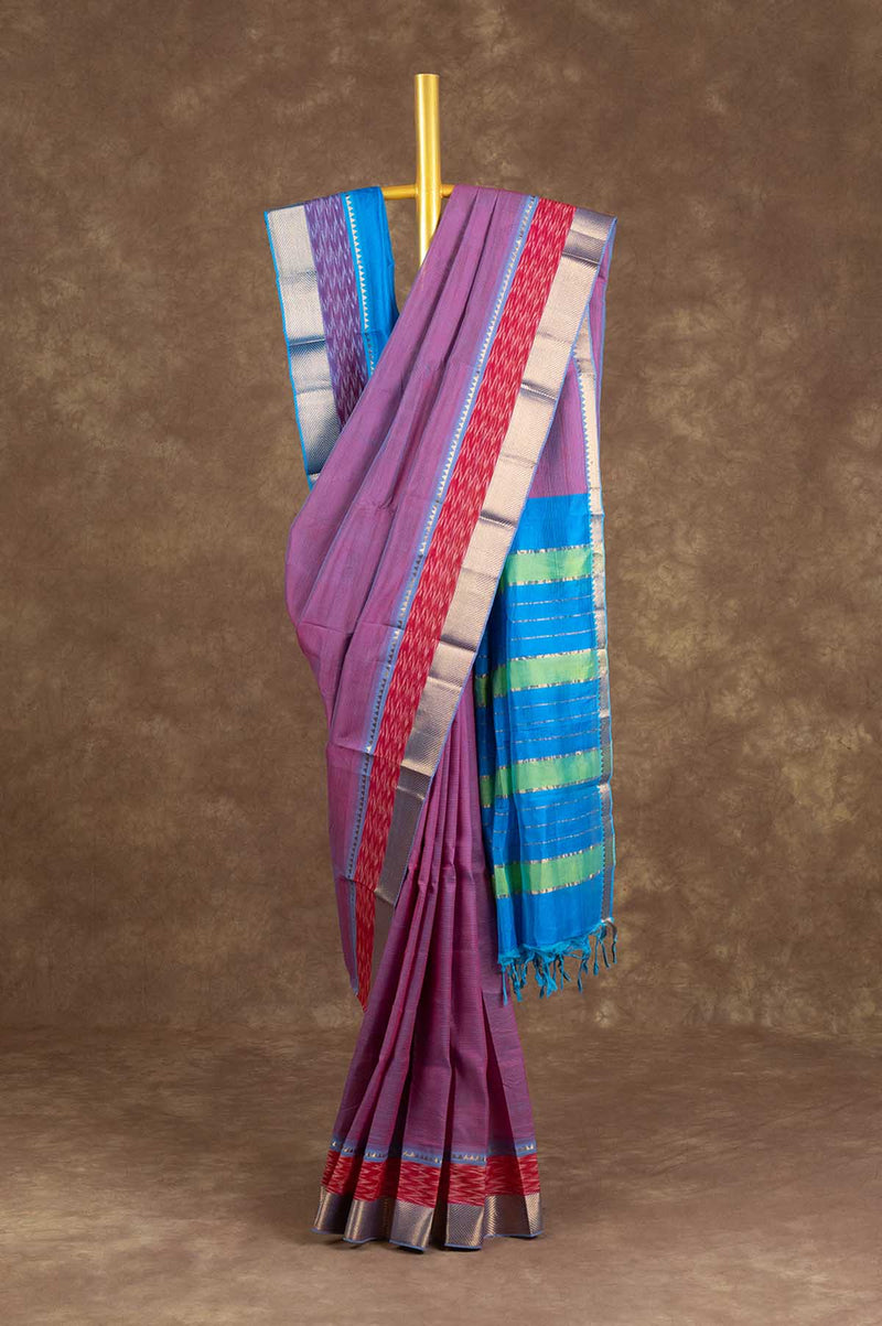Purple Mangalagiri Silk Cotton saree