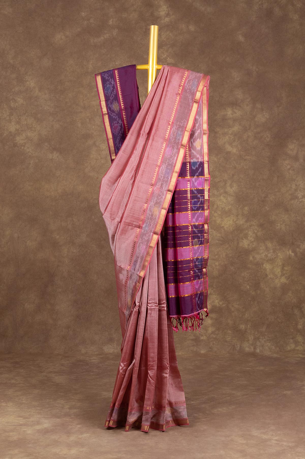 Onion Pink Mangalagiri Silk Saree