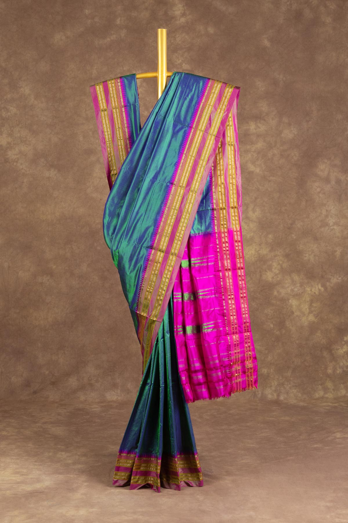 Peacock green Narayana Peta Silk Saree