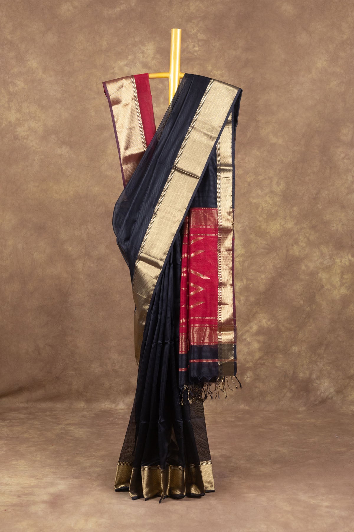 Black Maheshwari Silk Saree