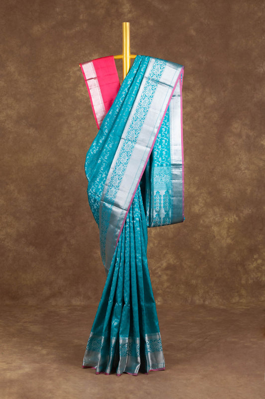 Sea Blue Soft Silk Saree