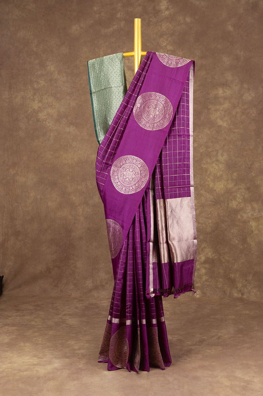 Magenta Banaras Katan Saree