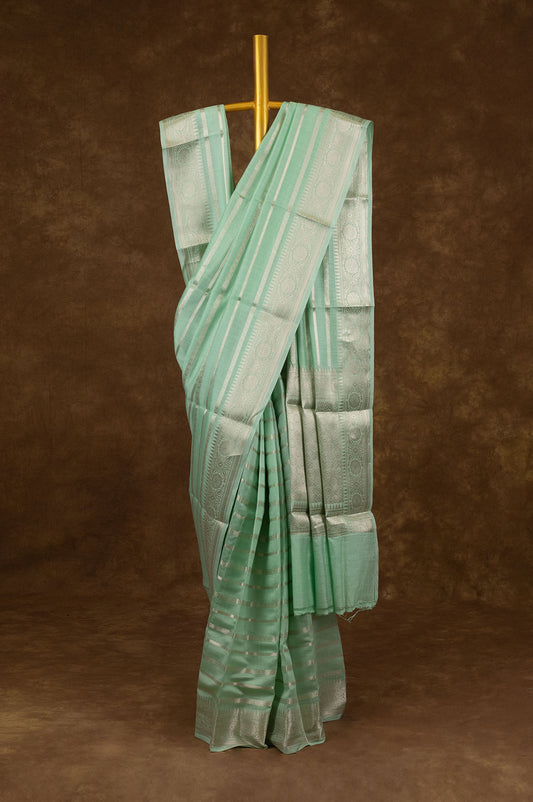 Sea Green Chiniya Silk Saree