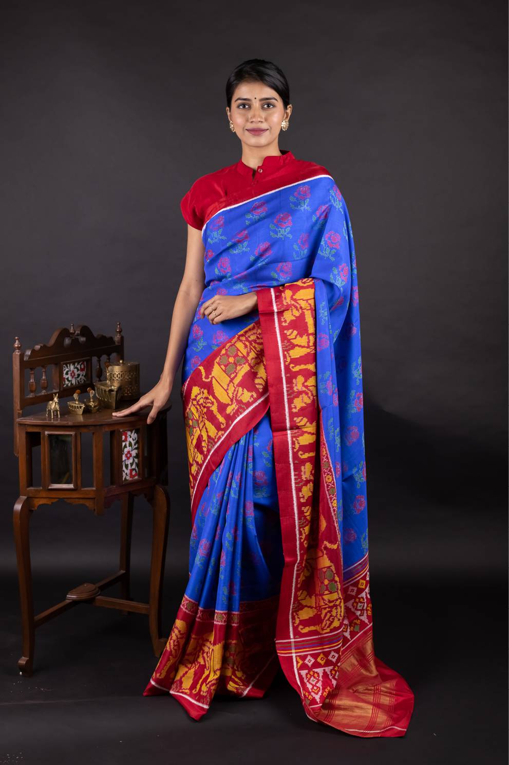 Blue Semi Patan Patola Silk Saree