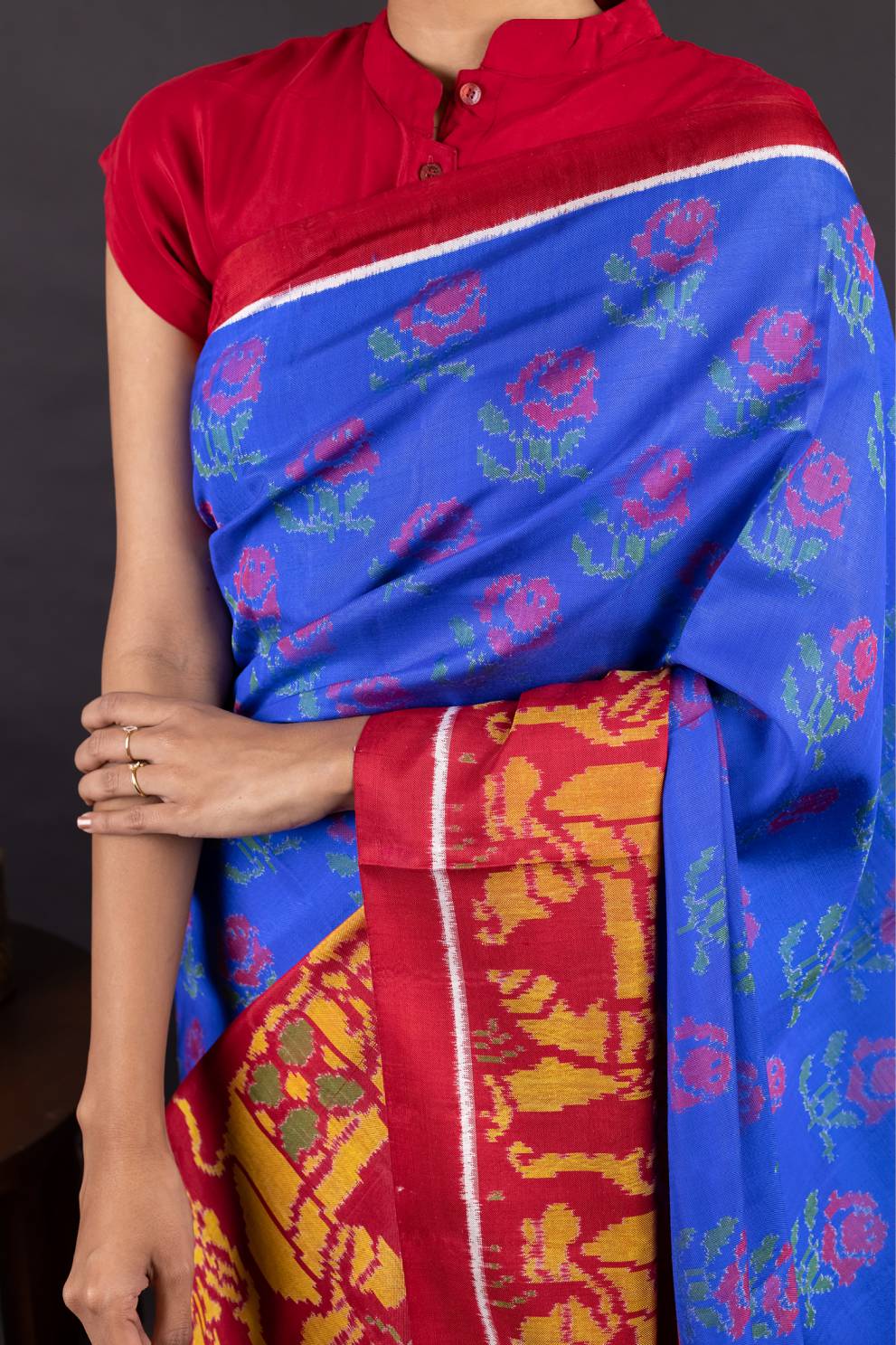 Blue Semi Patan Patola Silk Saree - Mavuri