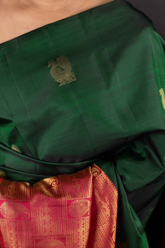 Green Kanchipuram Silk Saree - Mavuri