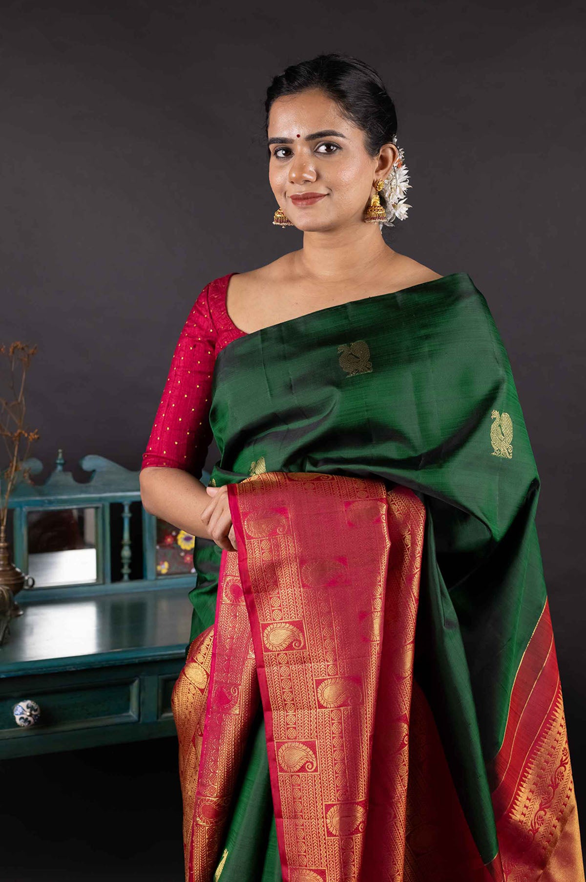 Green Kanchipuram Silk Saree - Mavuri