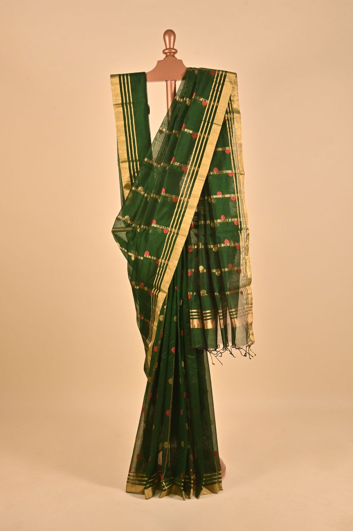 Green Chanderi Silk Cotton Saree - Mavuri