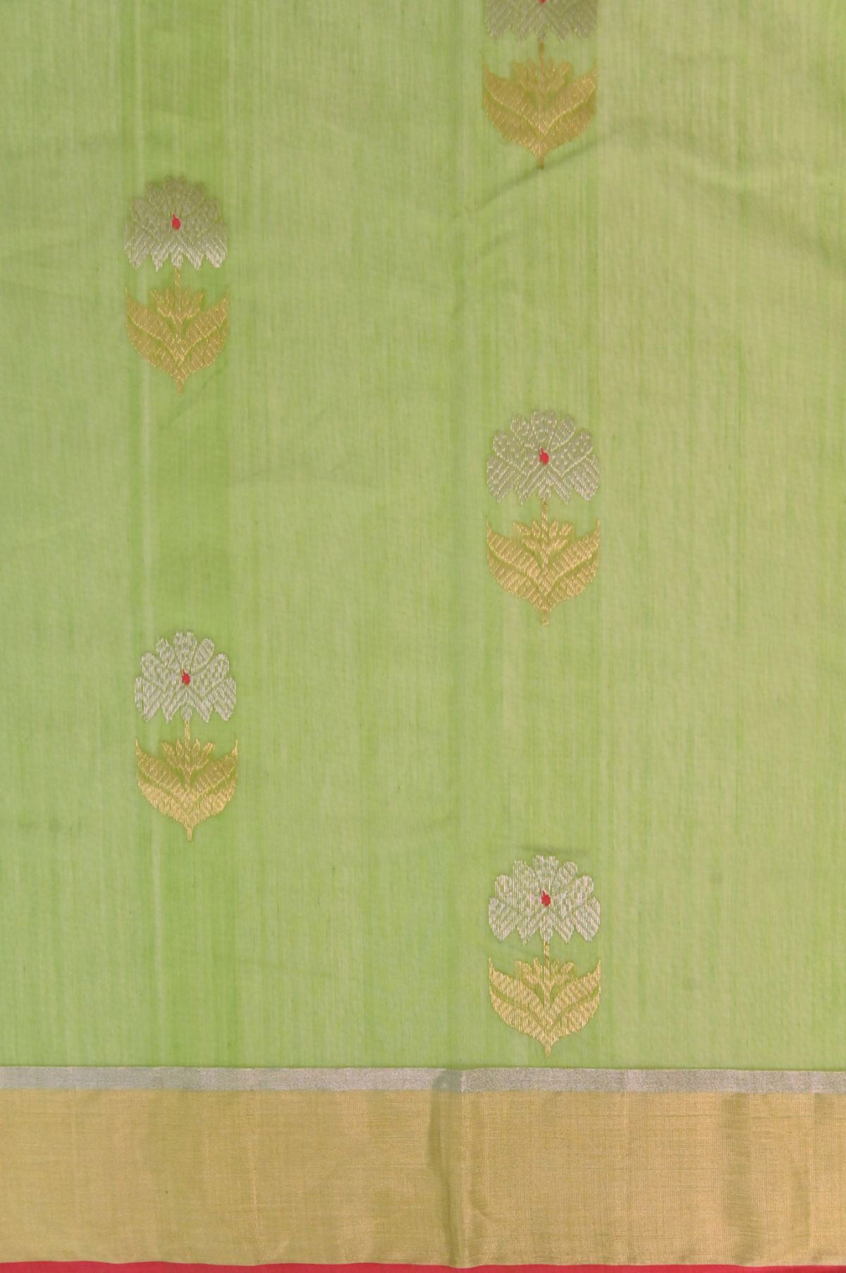 Parrot Green Chanderi Silk Cotton Saree - Mavuri