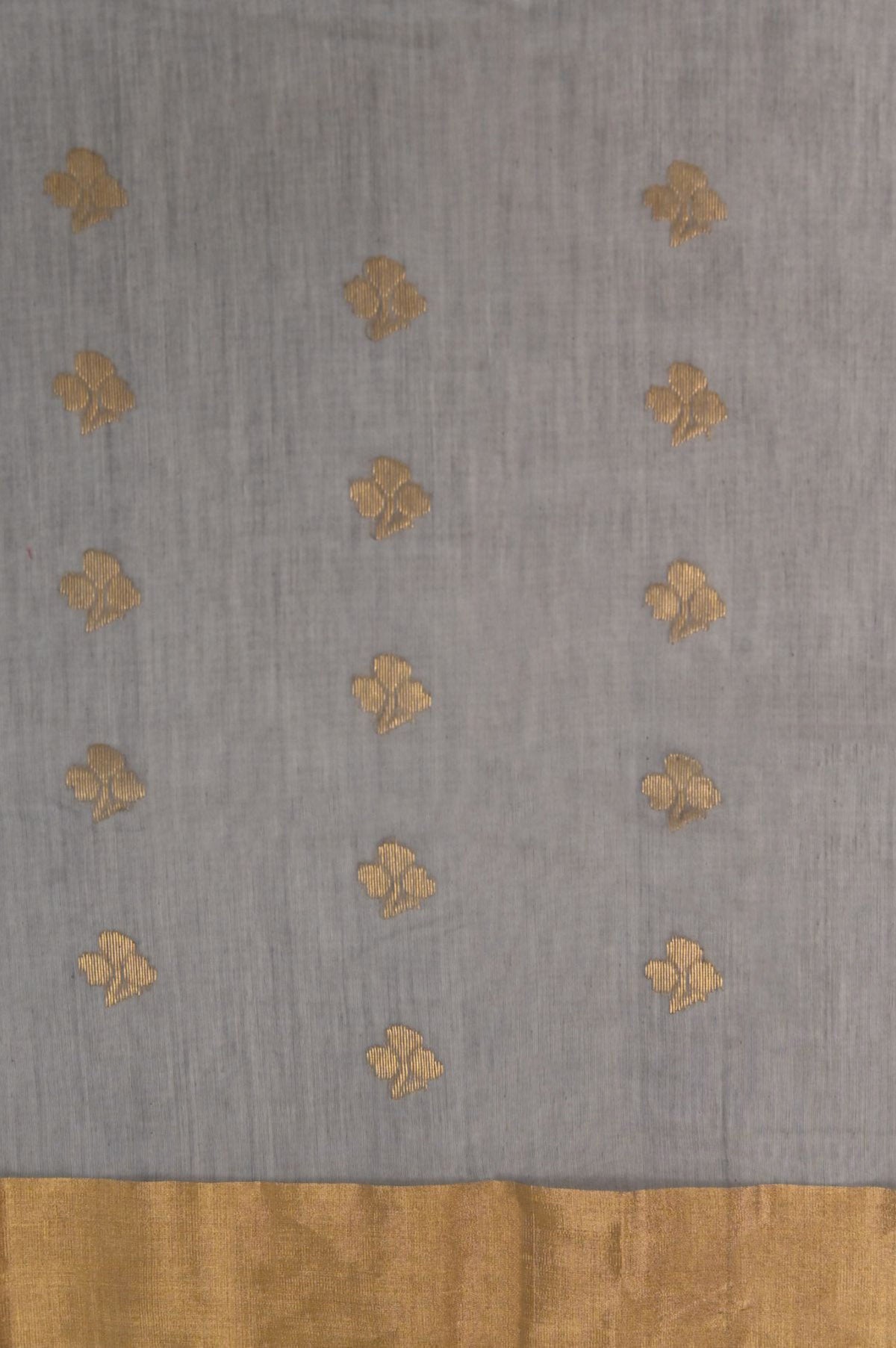 Grey Chanderi Silk Cotton Saree - Mavuri