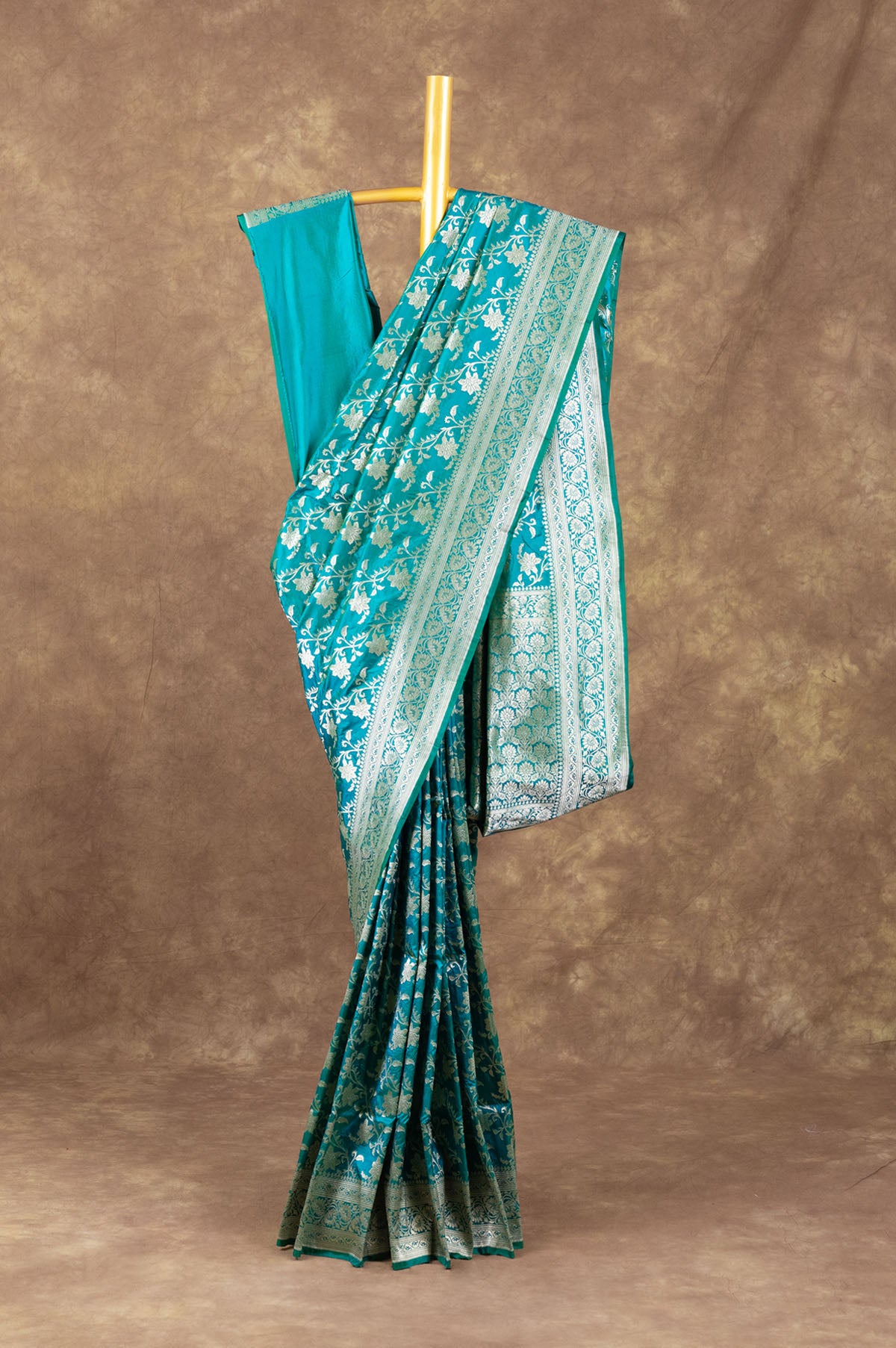 Sea Green Banaras Katan Saree