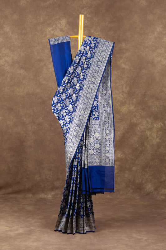 Dark Blue Banaras Katan Saree