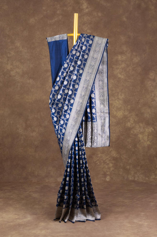 Navy blue Banaras Katan Saree