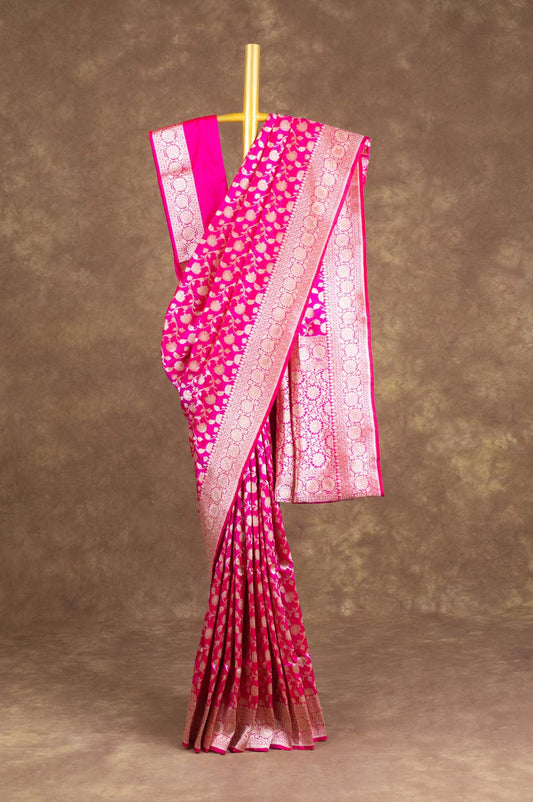 Pink Banaras Katan Saree