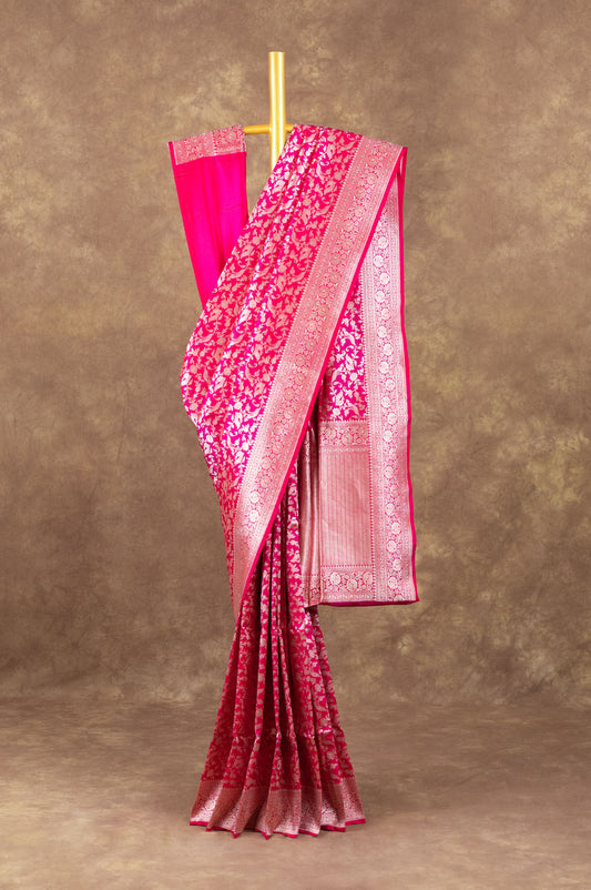 Pink Banaras Katan Saree