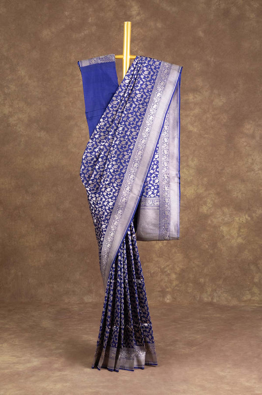 Navy Blue Banaras Katan Saree