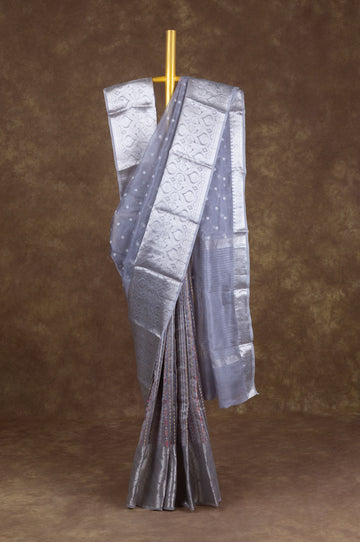 Ash Organza Saree