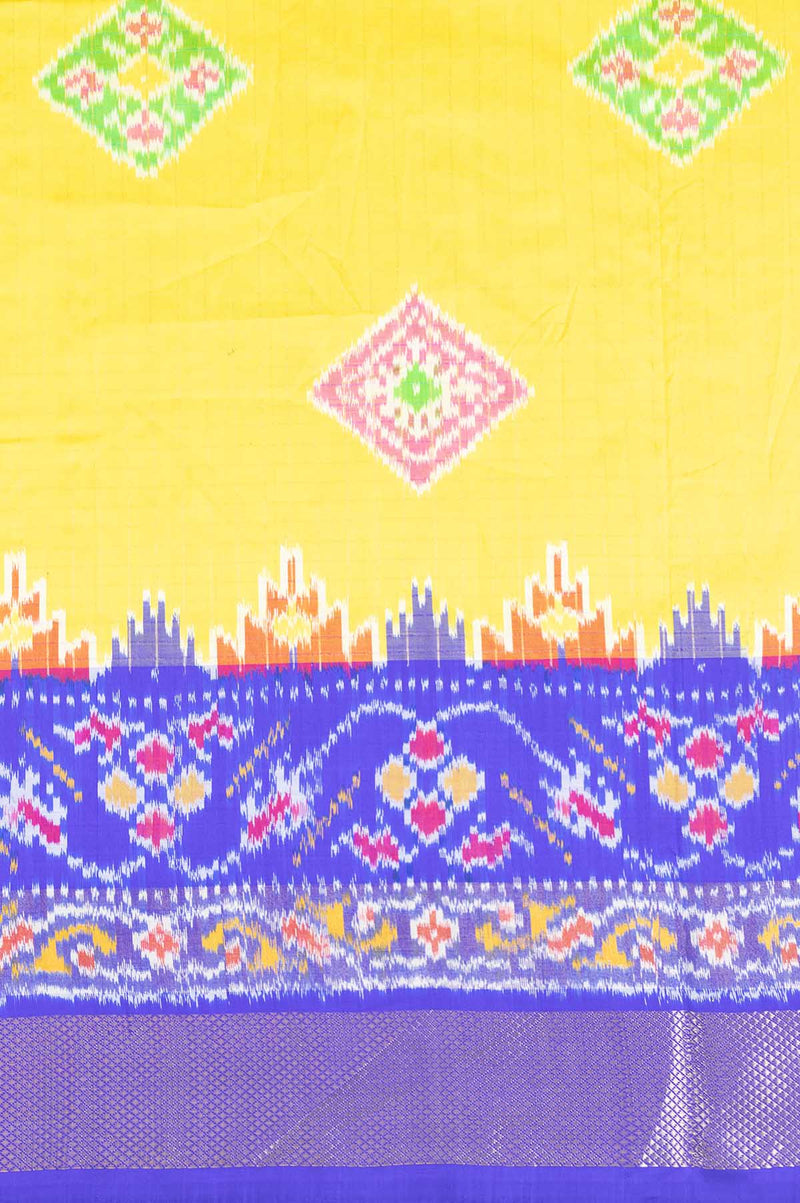 Yellow Ikat Silk Saree