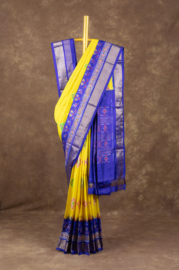 Yellow Ikat Silk Saree