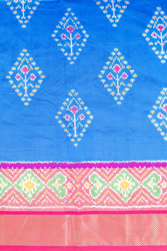 Ananda Blue Ikat Silk Saree