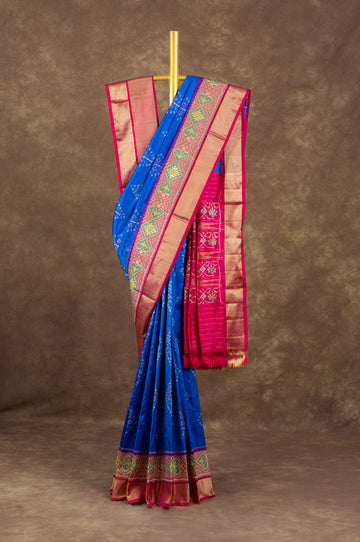 Ananda Blue Ikat Silk Saree