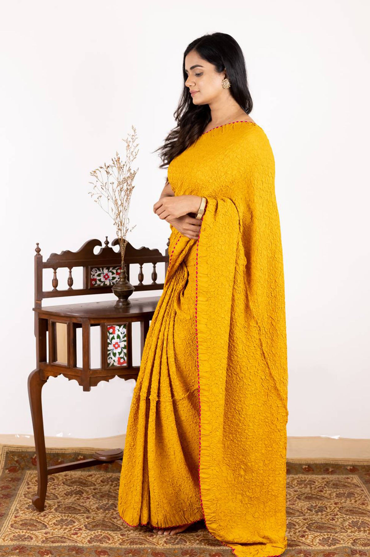 Turmeric Yellow Bandhani Saree - Mavuri